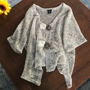 Katie Todd Crochet Boho Cardigan Large Open Weave‎ Dainty